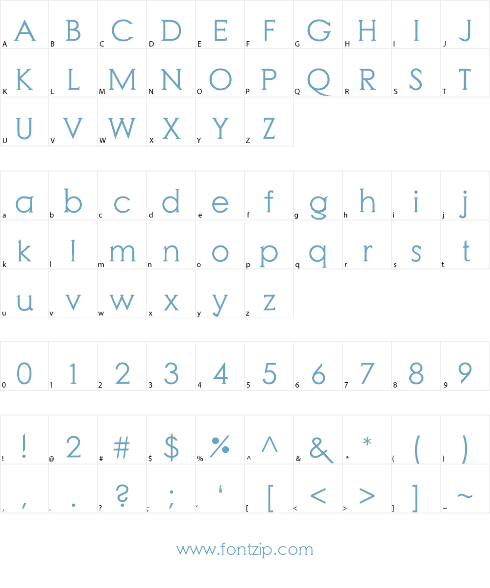 Reza Zulmi Serif Font Character